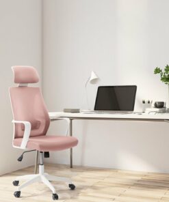 CorLiving - Workspace Mesh Back Office Chair - Pink and White