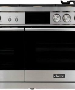 Dacor - Contemporary 6.6 Cu. Ft. Slide-In Double Oven Dual Fuel Four-Part Pure Convection Range with GreenClean and RealSteam - Silver Stainless Steel