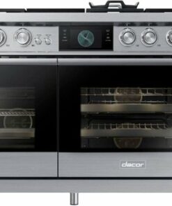 Dacor - Contemporary 6.6 Cu. Ft. Slide-In Double Oven Dual Fuel Four-Part Pure Convection Range with GreenClean and Griddle - Silver Stainless Steel
