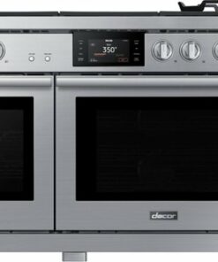 Dacor - Transitional 7.7 Cu. Ft. Slide-In Gas Four-Part Pure Convection Range with Self-Cleaning and SimmerSear™ Burners - Silver Stainless Steel