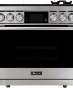 Dacor - Contemporary 4.8 Cu. Ft. Slide-In Dual Fuel Four-Part Pure Convection Range with GreenClean and Steam Assist - Silver Stainless Steel