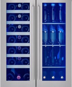 Zephyr - Presrv 21-Bottle and 64-Can Wine and Beverage Cooler with Dual Temperature Zone and French Doors - Stainless Steel/Glass