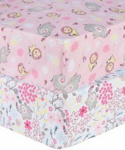 Sammy & Lou - Jungle Flowers 2pk Microfiber Fitted Crib Sheets