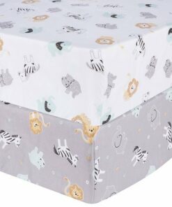 Sammy & Lou - Safari Scribble 2pk Microfiber Fitted Crib Sheets