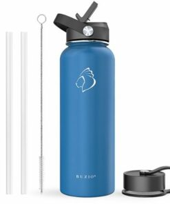 Buzio - Duet Series Insulated 40 oz Water Bottle with Straw Lid and Flex Lid - Cobalt