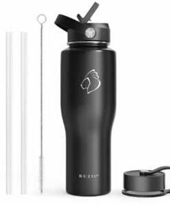 Buzio - Insulated 32oz Tumbler with Straw Lid and Flex Lid - Black