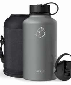 Buzio - Duet Series Insulated 64 oz Water Bottle with Straw Lid and Flex Lid - Gray