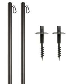 Excello Global Products - Premium String Light Poles - 2 Pack - Extends to 10 Feet – Yard Mount (Grass/Dirt)