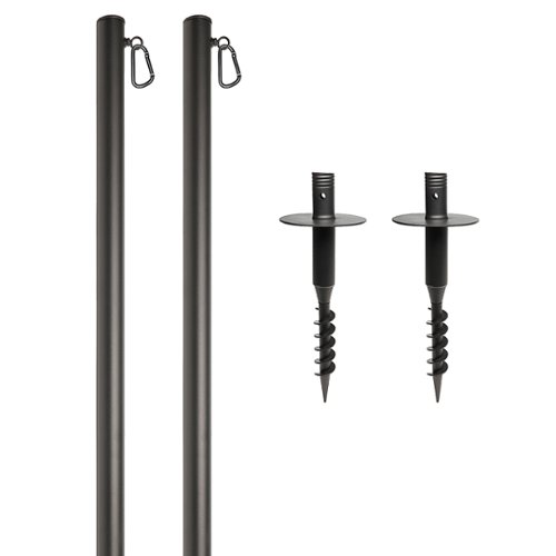 Excello Global Products - Premium String Light Poles - 2 Pack - Extends to 10 Feet – Yard Mount (Grass/Dirt)