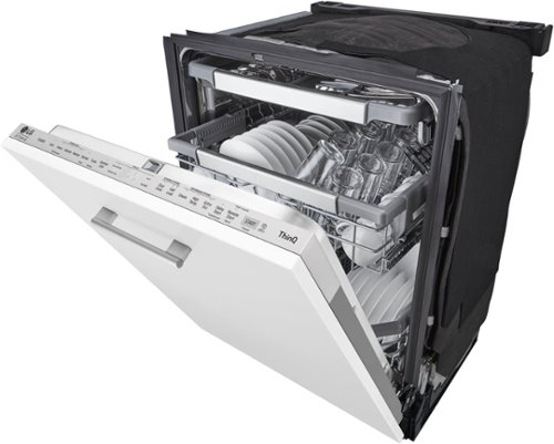 LG - STUDIO 24" Top Control Smart Built-In Stainless Steel Tub Panel Ready Built-In Dishwasher with 3rd Rack, QuadWash, 45dBA - Gray