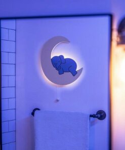 LumiPets - LumiDreams Wall Light - Kid's Decor Nightlight Elephant on Moon - White