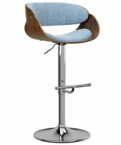 Simpli Home - Amery Mid Century Modern Metal Adjustable Swivel Bar Stool - Denim Blue