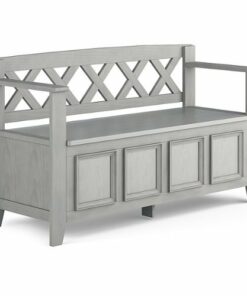 Simpli Home - Amherst Entryway Storage Bench - Fog Grey