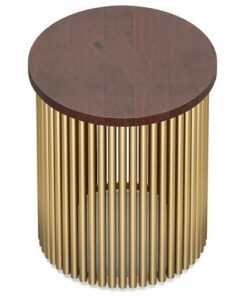 Simpli Home - Demy Metal and Wood Accent Table - Cognac and Gold