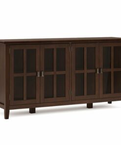 Simpli Home - Artisan Wide 4 Door Storage Cabinet - Russet Brown