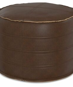 Simpli Home - Brody 20 Inch Round Pouf - Distressed Dark Brown