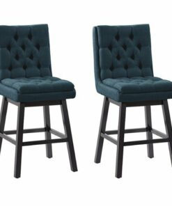CorLiving - Boston Tufted Fabric barstool (set of 2) - Navy Blue