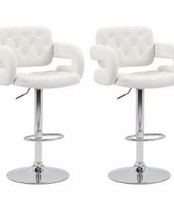 CorLiving - Adjustable Barstool with Armrests (set of 2) - White