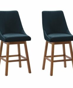 CorLiving - Boston Formed Back Fabric Barstool (set of 2) - Navy Blue