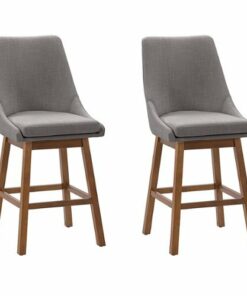CorLiving - Boston Formed Back Fabric Barstool (set of 2) - Light Grey