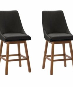 CorLiving - Boston Formed Back Fabric Barstool (set of 2) - Dark Grey