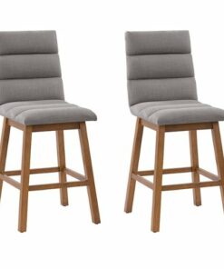 CorLiving - Boston Channel Tufted Fabric Barstool (set of 2) - Light Grey