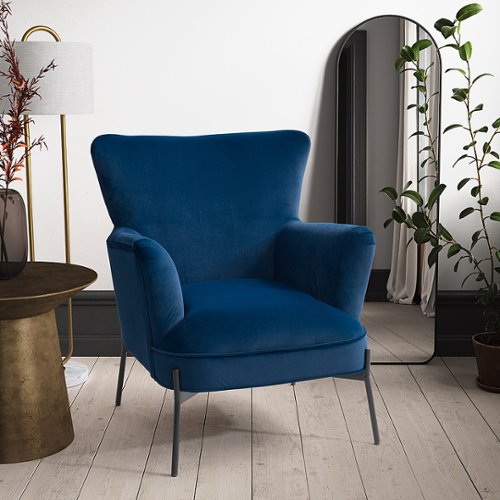 CorLiving - Elwood Wingback Accent Chair - Blue
