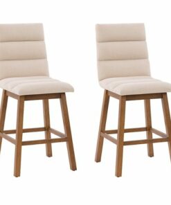 CorLiving - Boston Channel Tufted Fabric Barstool (set of 2) - Beige