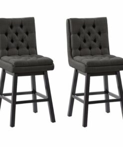 CorLiving - Boston Tufted Fabric barstool (set of 2) - Dark Grey