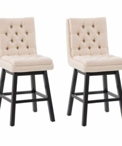 CorLiving - Boston Tufted Fabric barstool (set of 2) - Beige