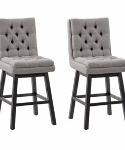 CorLiving - Boston Tufted Fabric barstool (set of 2) - Light Grey