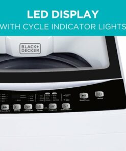 Black+Decker - BLACK+DECKER Small Portable Washer, Portable Washer 1.7 Cu.Ft. with 6 Cycles, Transparent Lid & LED Display - White
