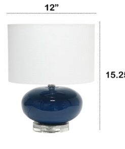 Lalia Home Table Lamp with Ovaloid Glass - Blue