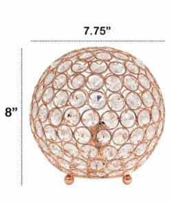 Lalia Home Table Lamp with Glamourous Crystal Orb - Rose Gold