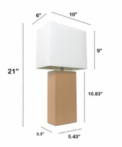Lalia Home Table Lamp with Leather Base - Beige