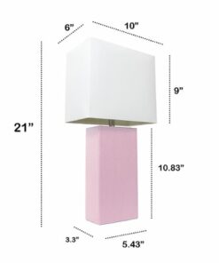 Lalia Home Table Lamp with Leather Base - Blush Pink