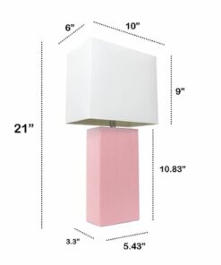 Lalia Home Table Lamp with Leather Base - Pink