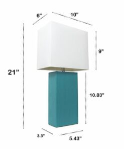 Lalia Home Table Lamp with Leather Base - Teal