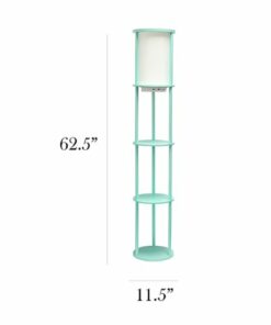 Simple Designs Round Etagere Storage Floor Lamp with 2 USB, 1 Outlet - Aqua