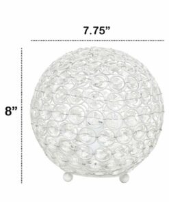 Lalia Home Table Lamp with Glamourous Crystal Orb - White