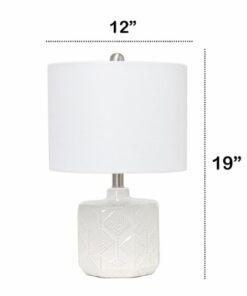 Lalia Home Table Lamp with Floral Textured Ceramic Eyelet Pattern - Off white