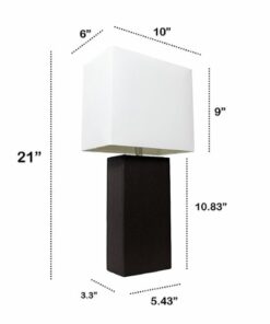 Lalia Home Table Lamp with Leather Base - Black