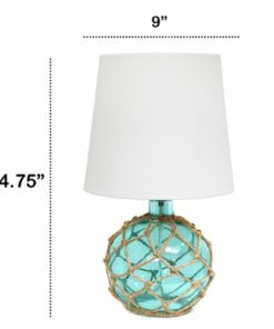 Lalia Home Colored Glass Rope Table Lamp - Aqua/White