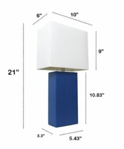 Lalia Home Table Lamp with Leather Base - Blue