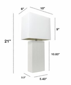 Lalia Home Table Lamp with Leather Base - White