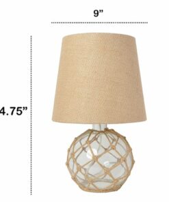 Lalia Home Colored Glass Rope Table Lamp - Clear/Burlap