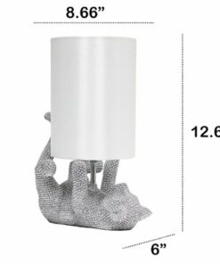 Lalia Home Table Lamp with Diamond Studded Rhinestone Kitty Cat Look - Silver