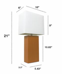 Lalia Home Table Lamp with Leather Base - Tan