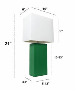 Lalia Home Table Lamp with Leather Base - Green