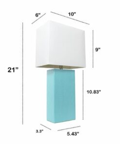 Lalia Home Table Lamp with Leather Base - Aqua